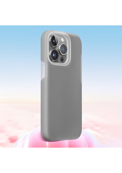 iPhone15 Pro Mikrofiber Astar Sıvı Silikon+Pc Arka Kapak Grey Için Telefon Kılıfı (Yurt Dışından)