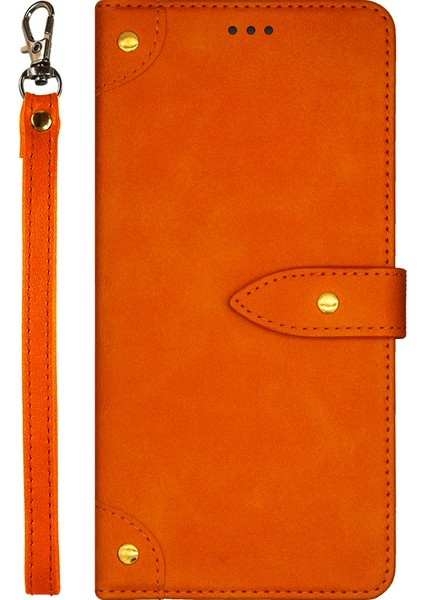 iPhone15 Plus Deri Kılıf Tutucu Telefon Stand Kapak-Orange Için (Yurt Dışından)