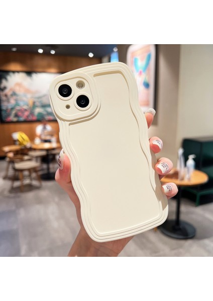 iPhone15 Plus Case Tpu Telefon Kapağı Dalga Şekli Edge Cep Telefonu Kabuk-Beyaz (Yurt Dışından)