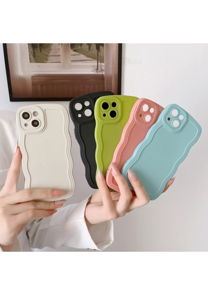 iPhone15 Plus Case Tpu Telefon Kapağı Dalga Şekli Edge Cep Telefonu Kabuk-Beyaz (Yurt Dışından)