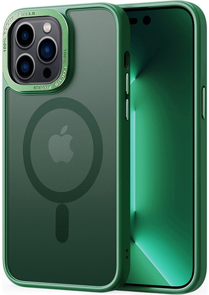 iPhone15 Tpu+Pc Için Yarı Saydam Mat Kapak, Magsafe-Green ile Uyumlu Koruyucu Manyetik Telefon Kasası (Yurt Dışından)
