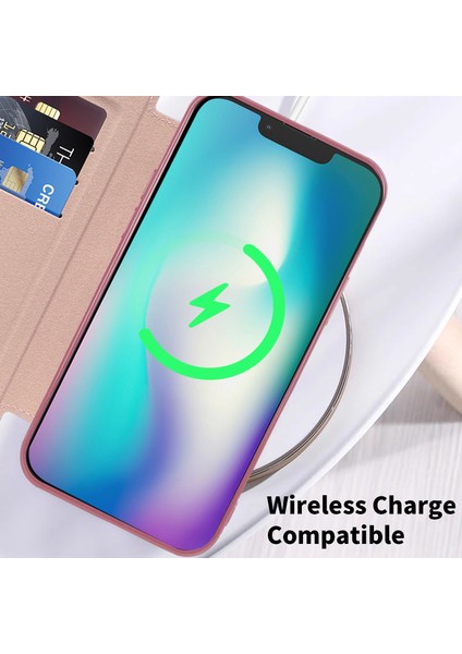 iPhone15 Plus Dahili Lens Film Telefon Kılıfı Rfıd Blowıng Kart Yuvaları Magsafe-Sapphire ile Uyumlu Deri Kapağı (Yurt Dışından)