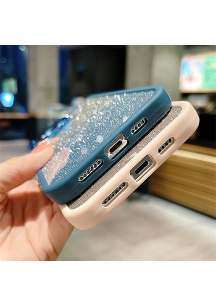 iPhone15 Pro Gradyan Için Glitter Parlak Kapak 2'si 1 Arada Hibrit Sert Akrilik Yumuşak Tpu Koruyucu Telefon Vaka-Pembe (Yurt Dışından)