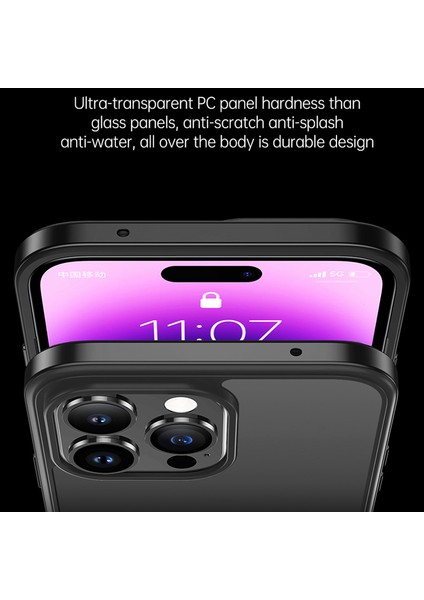 iPhone15 Pro Tpu+Temperli Cam Telefon Kapağı Metal Çerçeve Elektrofüze Anti-Çizelge Koruması Vaka-Pembe (Yurt Dışından) fiyatları