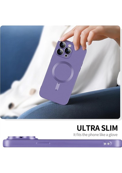 iPhone15 Pro Tpu Için 0,26MM Yüksekliğinde Alüminyum-Silikon Cam Film-Silver ile Manyetik Telefon Kapağı (Yurt Dışından)