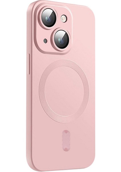 iPhone15 Plus Artı Manyetik Kasa Için Yüksek Alüminyum-Silikon Cam Film-Pembe ile Yumuşak Tpu Telefon Kapağı (Yurt Dışından)