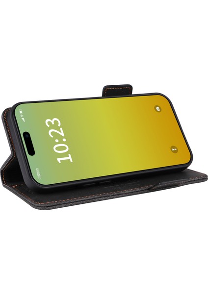 iPhone15 Plus Önce Çizgiye Karşı Kapak Donanım Dekoru Telefon Kılıfı Pu Deri Cüzdan Stand Kabuk Black (Yurt Dışından) modelleri
