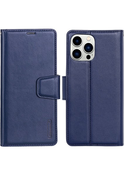 Hanman Mill Serisi Için iPhone15 Pro Max Slim Fit Pu Deri Kabuk Stand Kapağı Cep Telefon Kılıfı Cüzdan Sapfire (Yurt Dışından)