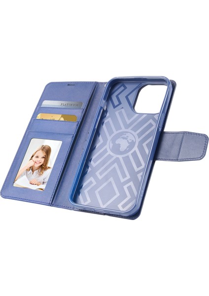 Hanman Mill Serisi Için iPhone15 Pro Max Slim Fit Pu Deri Kabuk Stand Kapağı Cep Telefon Kılıfı Cüzdan Sapfire (Yurt Dışından) modelleri