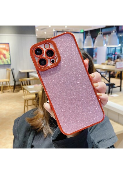 iPhone15 Plus Anti-Cratch Için Tpu Telefon Geri Kılıf Electleplating Glitter Powder Cep Telefonu Kabuk-Pembe (Yurt Dışından)