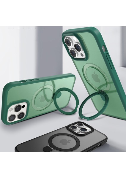 iPhone15 Pro Max Kickstand Case Cam Lens Koruyucu Telefon Kapağı Magsafe-Sapphire ile Uyumlu (Yurt Dışından)