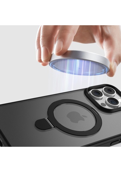 iPhone15 Pro Max Kickstand Case Cam Lens Koruyucu Telefon Kapağı Magsafe-Sapphire ile Uyumlu (Yurt Dışından)