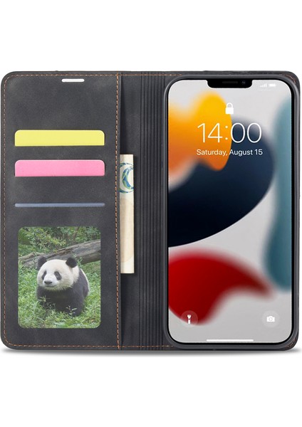 iPhone15 Plus Şok Geçirmez Cüzdan Telefon Kılıfı Cilt Deri Deri Cüzdan Telefon Kapak Black (Yurt Dışından) fiyatları