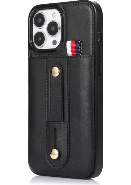 iPhone15 Pro Max Cep Telefon Kılıfı Için Retro Pu Deri Kaplamalı Tpu Kart Yuvaları Black (Yurt Dışından)