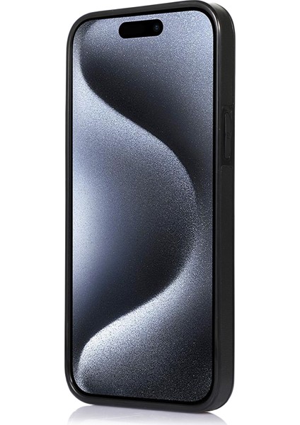 iPhone15 Pro Max Cep Telefon Kılıfı Için Retro Pu Deri Kaplamalı Tpu Kart Yuvaları Black (Yurt Dışından)
