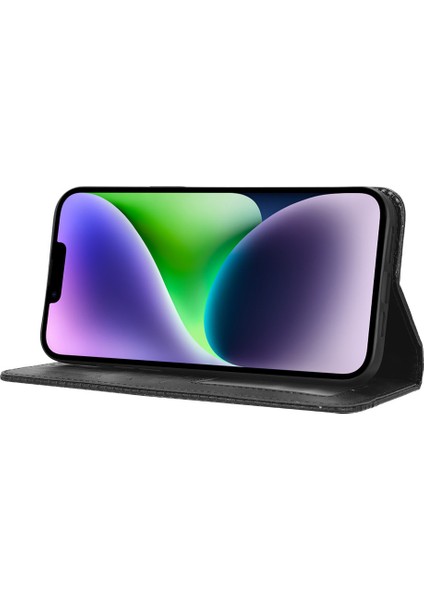 iPhone15 Kılıf Için Katlama Stand Şok Geçirmez Telefon Kapağı Retro Pu Deri Cüzdan Black (Yurt Dışından) indirimleri