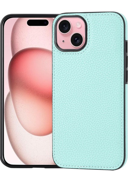 iPhone15 Plus Kılıf Önleme Önleme Önleme Önleme Sıçraması Geçirmez Pu Deri Kaplamalı Tpu Cep Telefonu Koruyucusu Kapak Nane Yeşil (Yurt Dışından)