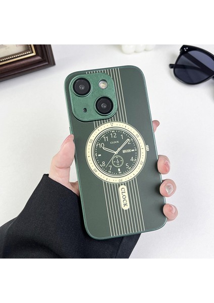 iPhone15 Plus Için Saat Tasarım Tpu Kılıfı Plus Telefon Kapağı Magsafe ile Uyumlu Film Yeşili (Yurt Dışından)