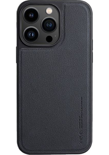 iPhone15 Pro Shockproof Case Için Magsafe Pu+Tpu Anti-Clatch Telefon Kapak Black ile Uyumlu (Yurt Dışından)
