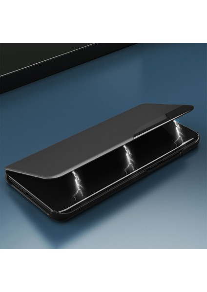 iPhone15 Pro Window Penceresi Tam Koruma Telefon Kapak Blue Için Flip Stand Pu Deri Telefon Kılıfı (Yurt Dışından)