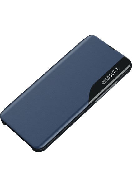 iPhone15 Pro Window Penceresi Tam Koruma Telefon Kapak Blue Için Flip Stand Pu Deri Telefon Kılıfı (Yurt Dışından)