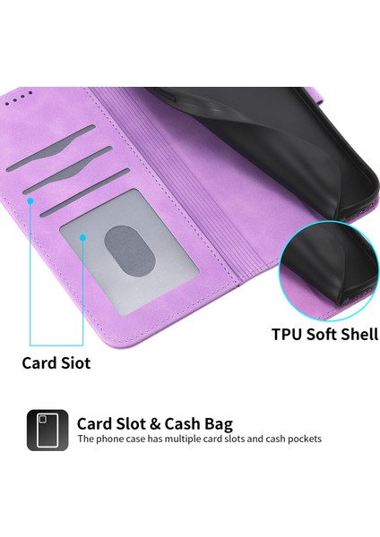 iPhone15 Plus Için Deri Cüzdan Telefon Kapağı Plus Hatlar Baskılı Stand Kılıf Etkinliği (Yurt Dışından)