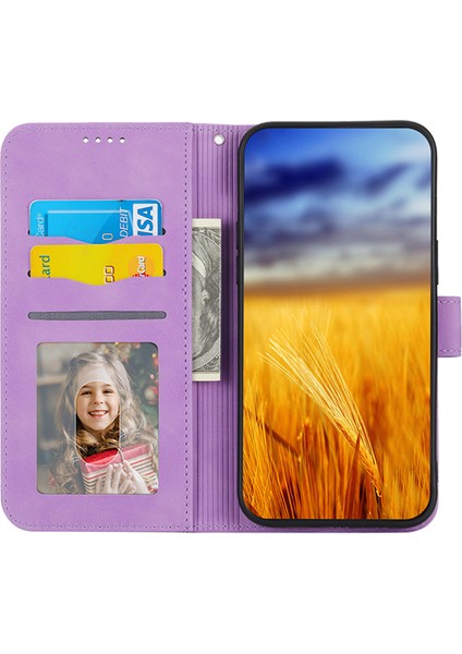 iPhone15 Plus Için Deri Cüzdan Telefon Kapağı Plus Hatlar Baskılı Stand Kılıf Etkinliği (Yurt Dışından)