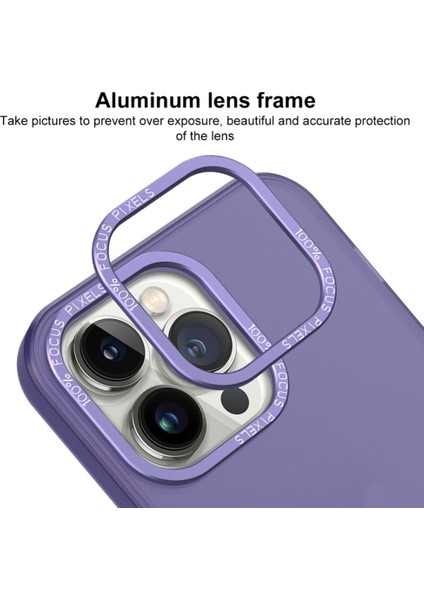 iPhone15 Yoldam Mat Pc+Tpu Telefon Kılıfı Alüminyum Alaşım Lens Çerçeve Şok Geçirmez Kapak Black (Yurt Dışından)