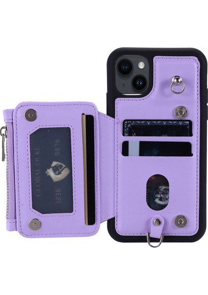 Rfıd Engelleme Pu+Tpu Telefon Kapağı iPhone15 Plus Kickstand Fermuar Cüzdan (Yurt Dışından)