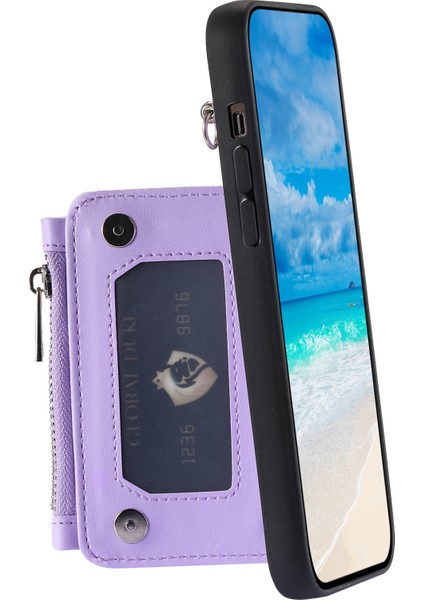 Rfıd Engelleme Pu+Tpu Telefon Kapağı iPhone15 Plus Kickstand Fermuar Cüzdan (Yurt Dışından)