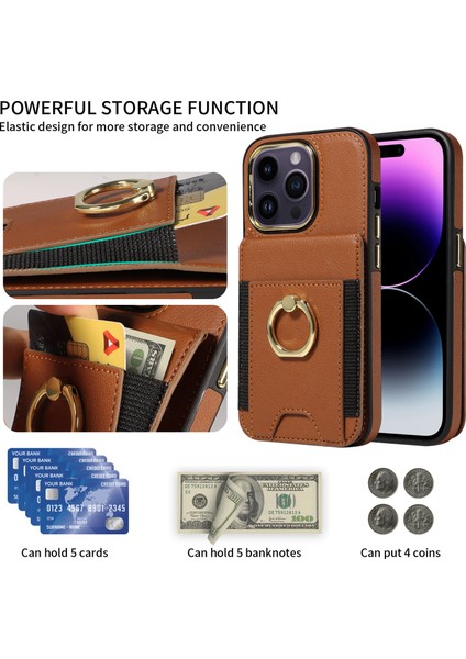 iPhone15 Pro Pu Deri+Tpu Kart Yuvaları Kasa Çember Kickstand Rfıd Engelleme Telefon Kapak-Kırmızı (Yurt Dışından) fiyatları