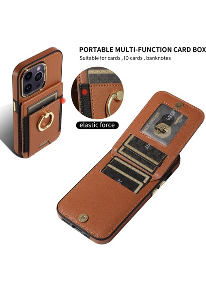 iPhone15 Pro Pu Deri+Tpu Kart Yuvaları Kasa Çember Kickstand Rfıd Engelleme Telefon Kapak-Kırmızı (Yurt Dışından) indirimleri
