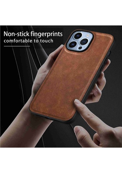 iPhone15 Pro Max Case Pu Deri Kapalı Tpu+Pc Akıllı Telefon Kabuk-Brown (Yurt Dışından)