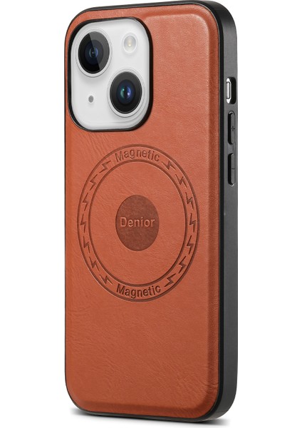 iPhone15 Plus Magsafe Deri+Pc+Tpu Cover-Brown ile Uyumlu Manyetik Kasa Için (Yurt Dışından)