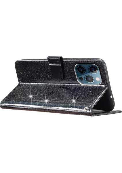 iPhone15 Pro Max Pax Glittery Telefon Kılıfı Pu Deri Cüzdan Stand Tam Koruma Kapağı Black (Yurt Dışından) indirimleri
