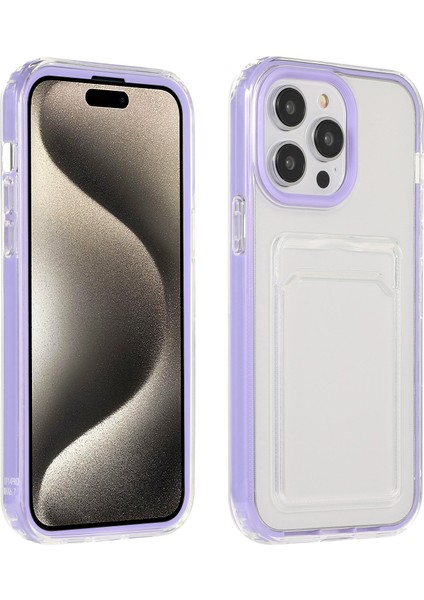 iPhone15 Pro Clear Card Yuvası Kılıfı Tpu+Pc Koruyucu Telefon Kapak Morası (Yurt Dışından)