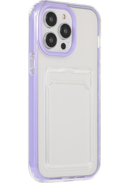 iPhone15 Pro Clear Card Yuvası Kılıfı Tpu+Pc Koruyucu Telefon Kapak Morası (Yurt Dışından)