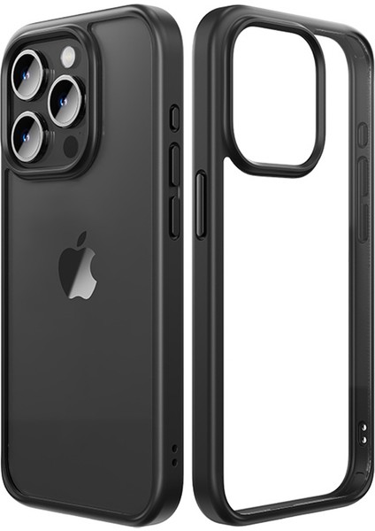 iPhone15 Pro Case Tpu+Pc Kırpma Dayanıklı Şeffaf Panel Telefon Geri Kapak Black (Yurt Dışından)