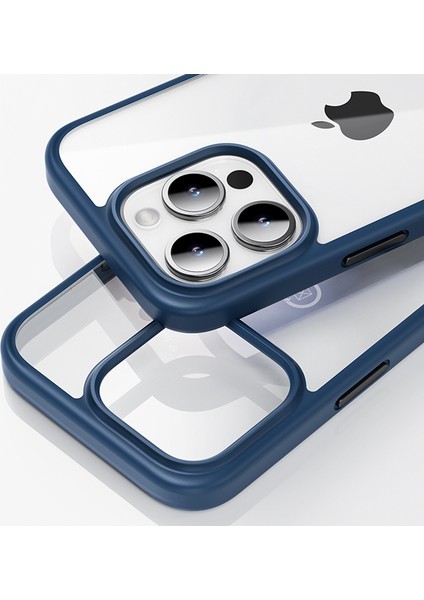 iPhone15 Pro Case Tpu+Pc Kırpma Dayanıklı Şeffaf Panel Telefon Geri Kapak Black (Yurt Dışından)