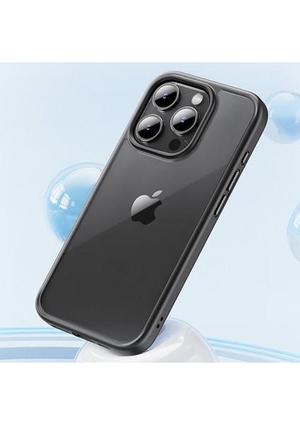 iPhone15 Pro Case Tpu+Pc Kırpma Dayanıklı Şeffaf Panel Telefon Geri Kapak Black (Yurt Dışından)
