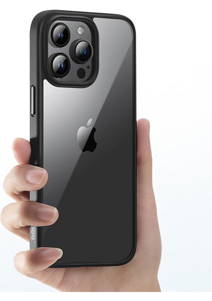 iPhone15 Pro Case Tpu+Pc Kırpma Dayanıklı Şeffaf Panel Telefon Geri Kapak Black (Yurt Dışından)