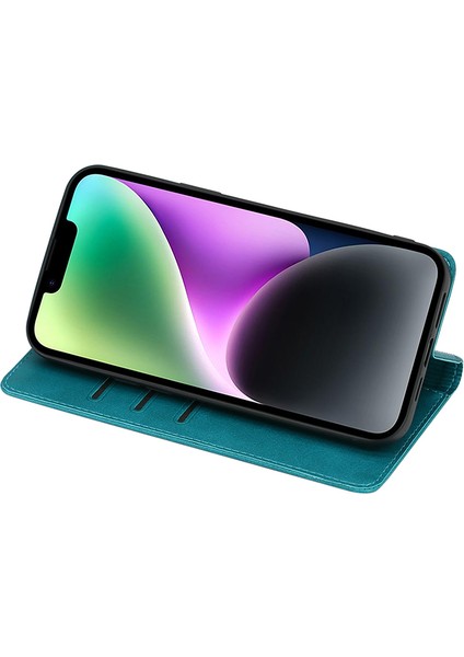iPhone15 Pro Max Maksimum Buzağı Doku Cüzdan Stand Damla Geçirmez Telefon Kapak Baby Blue (Yurt Dışından)