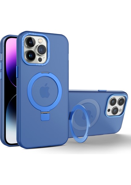 iPhone15 Pro Soft Tpu+Pc Telefon Kılıfı Magsafe ile Uyumlu Kickstand Telefon Kapak Sapfire (Yurt Dışından)