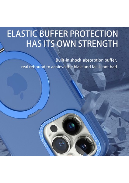 iPhone15 Pro Soft Tpu+Pc Telefon Kılıfı Magsafe ile Uyumlu Kickstand Telefon Kapak Sapfire (Yurt Dışından)