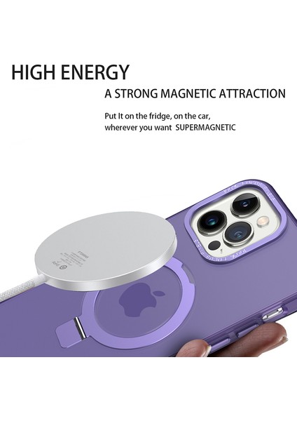 iPhone15 Pro Soft Tpu+Pc Telefon Kılıfı Magsafe ile Uyumlu Kickstand Telefon Kapak Sapfire (Yurt Dışından)