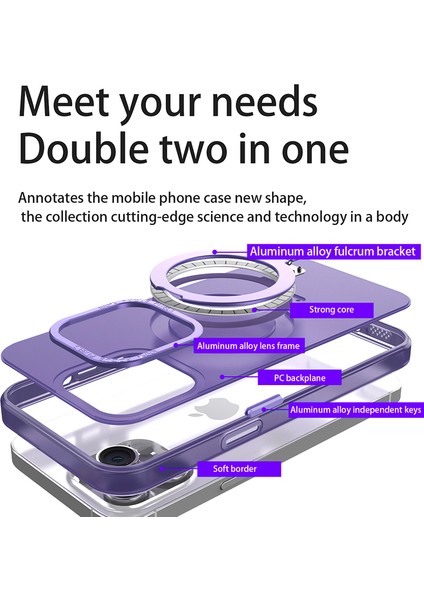 iPhone15 Pro Soft Tpu+Pc Telefon Kılıfı Magsafe ile Uyumlu Kickstand Telefon Kapak Sapfire (Yurt Dışından)