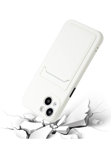 iPhone15 Tpu Koruyucu Telefon Kartına Kahraman Geri Kapak Kart Tutucu-White ile (Yurt Dışından)