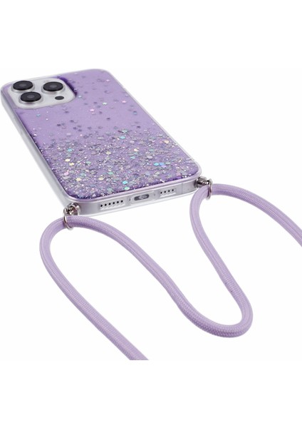 iPhone15 Pro Max Case Shockproof Telefon Shell Glitter Epoxy Tpu Kapak Kradard-Mor ile (Yurt Dışından)
