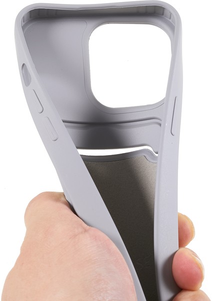 iPhone15 Pro Sıvı Silikon Kart Yuvası Için Strap-Grey ile Anti Scratch Koruma Telefon Kılıfı (Yurt Dışından)