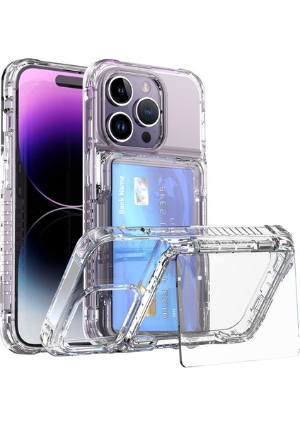 iPhone15 Plus Şeffaf Telefon Kapağı Toz Geçirmez Pc+Kickstand Card Tutucu-Tövbe ile Tpu Telefon Kılıfı (Yurt Dışından)